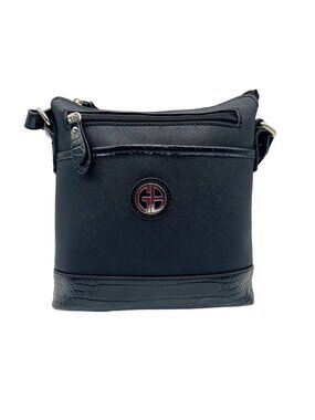 Giani Bernini Black Saffiano Croco North South Crossbody Bag